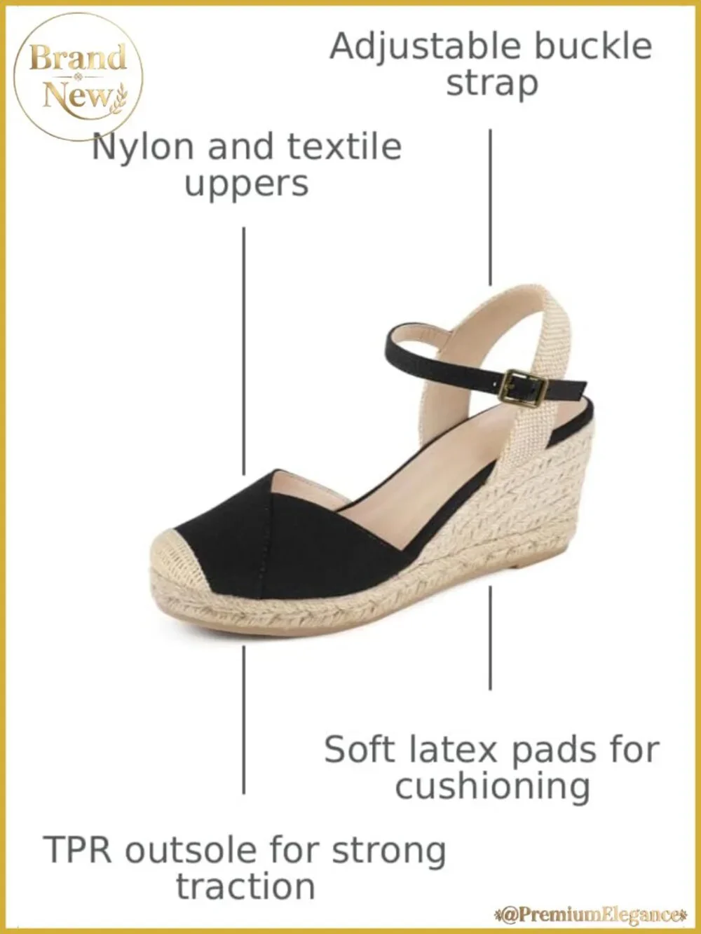 Women's Espadrille Wedge Sandals Closed Toe Platform 2.76